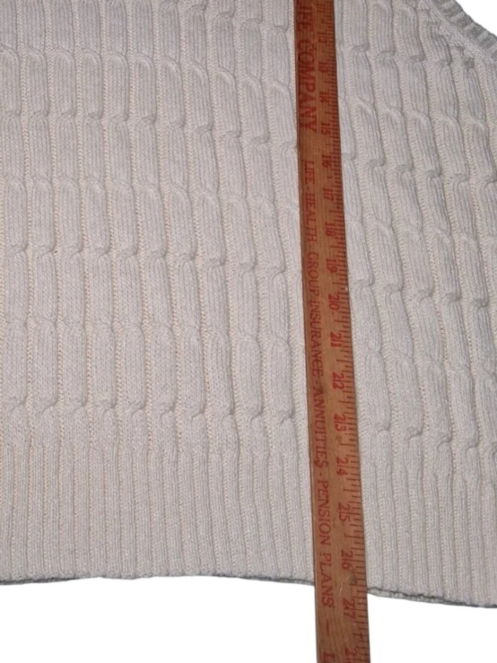 Lands End Sweater Vest Men L V Neck Cable Knit Academia Preppy Ivory Linen Blend - Picture 11 of 13